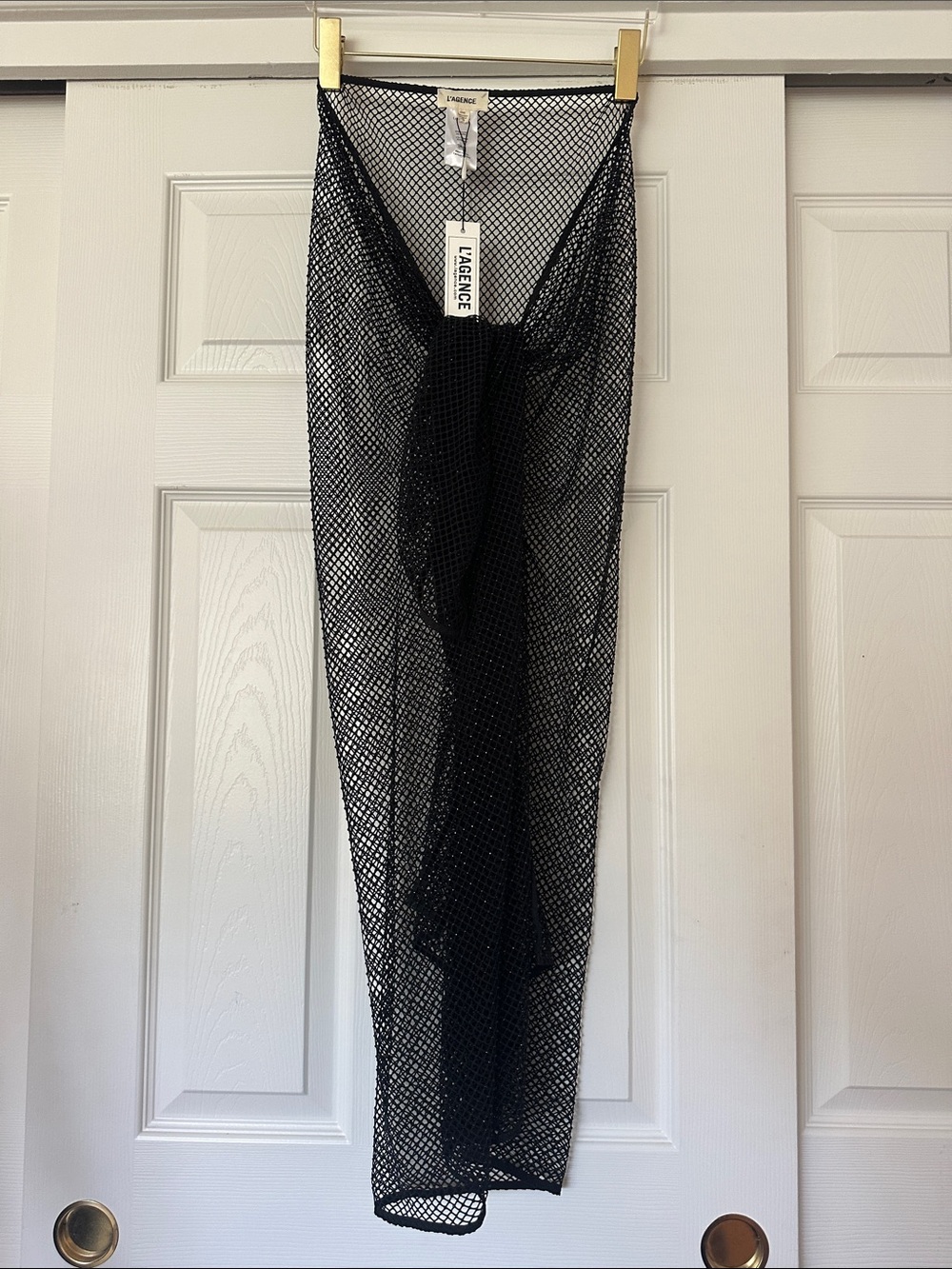 L'AGENCE Black Sheer Mesh Maxi Cover-Up